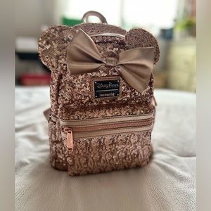 Disney Loungefly Rose Gold Minnie Mouse Backpack